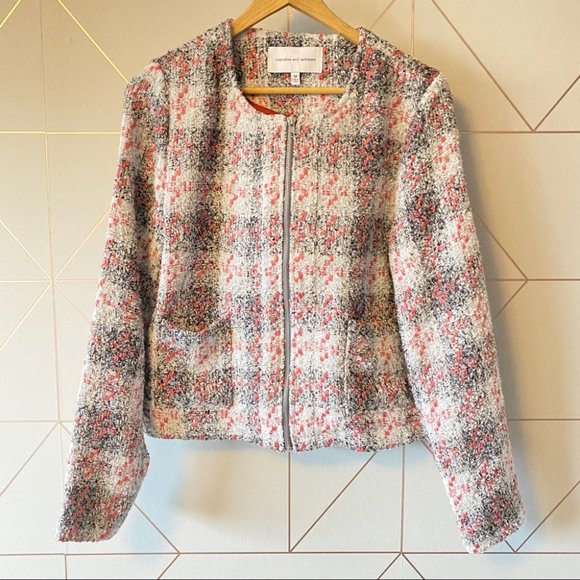 Cupcakes and Cashmere Zip Crop Tweed Blazer